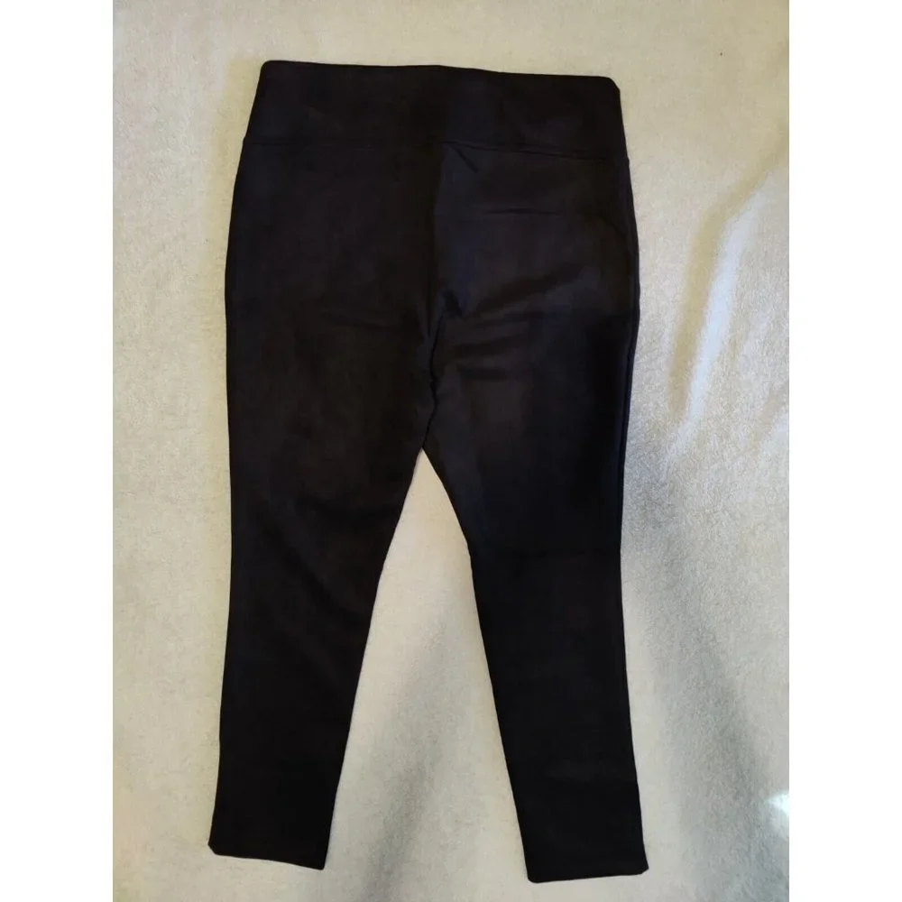 Andrew‎ Marc Black High-Rise Soft Faux Suede Pullon Pants Tapered XL 37x29